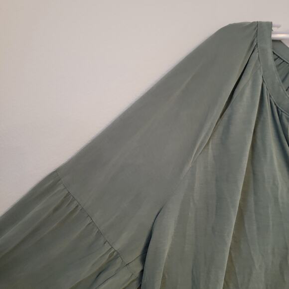 Lucky Brand Soft Green Longsleeve Notched Neck Sandwash Top XL Peasant Prairie‎ - Picture 6 of 16